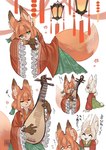 5_fingers anthro asian_clothing biwa_lute breasts chinese_clothing clothed clothing east_asian_clothing female fingers green_eyes hanfu inner_ear_fluff tuft kawarage_yatano fox-chan_(kawarage_yatano) canid canine fox mammal 2022 digital_media_(artwork) hi_res