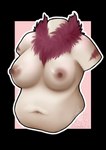 anthro arm_markings armless biped black_outline border breasts brown_nipples disembodied_torso female fluffy fur headless light_body light_skin markings missing_head neck_tuft nipples nude outer_highlight outline pink_background red_body red_fur red_markings simple_background slightly_chubby solo torso_shot transparent_border tuft white_outline doodlelu1992 ambiguous_species alpha_channel digital_media_(artwork) half-length_portrait hi_res portrait