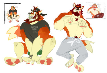 anthro athlete backwards_baseball_cap backwards_cap backwards_hat barazoku barefoot baseball_cap beard belly_hair belly_tuft biceps big_muscles big_pecs body_hair bottomwear chest_hair chest_tuft claws clothed clothing drawstring drawstring_bottomwear drawstring_pants ear_piercing facial_hair facial_piercing feet fighting_pose fist fur green_bottomwear green_clothing green_shorts grey_baseball_cap grey_bottomwear grey_clothing grey_hat grey_headwear grey_pants grey_shirt grey_topwear hair happy_trail hat headgear headwear jogging_pants male manly muscular muscular_anthro muscular_arms muscular_male muscular_thighs nipples nose_piercing nose_ring orange_body orange_fur pants pawpads pecs piercing pose raised_fist raised_hand red_beard red_body red_chest_hair red_facial_hair red_fur red_hair red_sideburns ring_piercing shirt shorts sideburns simple_background solo sport standing tail tail_motion tailwag thick_arms thick_thighs tongue tongue_hanging_out tongue_out topless topless_anthro topless_male topwear tuft white_background yellow_body yellow_fur macholobo canid canine canis mammal wolf hi_res nonbinary_(lore)