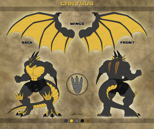3_toes 5_fingers abs anthro balls_outline biceps big_bulge biped black_body boxer_briefs bulge claws clothed clothing detailed_bulge digitigrade feet finger_claws fingers genital_outline male male_anthro muscular muscular_anthro muscular_male pawpads paws pecs simple_background solo tail text toe_claws toes topless underwear wings yellow_eyes thetigress mythology chrysos_(pyronite) dragon mythological_creature mythological_scalie scalie english_text hi_res model_sheet