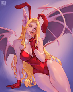 anthro back_wings bdsm big_ears blonde_hair bodysuit breasts clothing collar eyebrows fake_ears fake_rabbit_ears female front_view fungus gloves hair handwear jewelry light light_body light_skin lips lipstick long_hair long_tail looking_at_viewer makeup narrowed_eyes necklace pink_light pink_lighting playboy_bunny pose red_bodysuit red_clothing red_eyes red_gloves red_handwear red_lips red_lipstick red_skinsuit simple_background skinsuit smile solo tail tan_body tight_clothing white_background white_body white_collar white_collared_shirt white_hair white_skin wide_hips wings whitebaloo bat gargoyle leaf-nosed_bat mammal microbat vampire vampire_bat yangochiropteran 4:5 absurd_res hi_res pinup