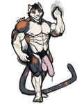 5_fingers abs anthro balls barazoku biceps big_balls big_muscles big_penis biped black_hair black_pubes bodily_fluids body_hair brown_body brown_fur chest_hair claws closed_smile deltoids feet fingers flaccid flexing flexing_bicep foreskin front_view fur genital_fluids genitals green_sclera grey_body grey_fur hair humanoid_genitalia humanoid_hands humanoid_penis looking_forward magic magic_user male male_anthro monotone_background mouth_closed multicolored_body multicolored_fur muscular muscular_anthro muscular_male navel nipples nude nude_anthro nude_male pecs penis pink_balls pink_nipples pink_nose pink_penis plantigrade precum pubes quads raised_arm short_hair simple_background smile solo standing tail toe_claws toes triceps whisker_spots white_background white_body white_fur white_inner_ear yellow_eyes oldshep calico_cat domestic_cat felid feline felis mammal digital_drawing_(artwork) digital_media_(artwork) flat_colors full-length_portrait portrait signature