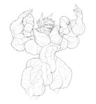 ambiguous_gender anthro big_muscles flexing flexing_bicep flexing_both_biceps huge_muscles hyper hyper_muscles muscular solo hutska_(artist) bat mammal line_art monochrome portrait three-quarter_portrait