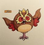 2017 3_toes alternate_color ambiguous_gender avian avian_feet beak bird brown_body brown_feathers brown_wings claws english_text eye_markings fakemon feather_tuft feathers featureless_crotch feet feral firefightdex front_view full-length_portrait generation_2_pokemon hatching_(art) head_tuft hi_res hoothoot marco_fanjul marker_(artwork) markings mixed_media multicolored_body multicolored_feathers nintendo no_sclera open_beak open_mouth overweight overweight_ambiguous overweight_feral pen_(artwork) pink_beak pokemon pokemon_(species) portrait red_body red_eyes red_feathers scutes shaded shadow simple_background solo spread_wings standing talons tan_body tan_feathers text toe_claws toes toony traditional_media_(artwork) tuft uniped white_background white_claws winged_arms wings yellow_body yellow_feathers yellow_markings