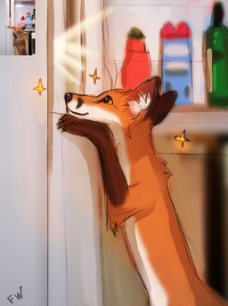 ambiguous_gender brown_body brown_fur comparison feral fur orange_body orange_fur photo smile solo flashw canid canine fox mammal red_fox true_fox 2022 digital_drawing_(artwork) digital_media_(artwork) redraw