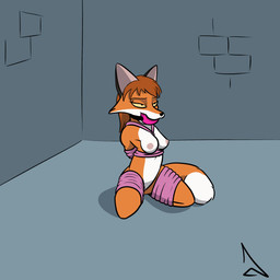 4_toes anthro areola ball_gag barefoot bdsm biped black_ears black_eyes black_markings black_nose bondage bound breasts butt countershade_face countershade_torso countershading dipstick_tail dungeon eyebrows feet female gag gagged hair hands_behind_back hands_tied inside kneeling leg_markings legs_tied lying markings multicolored_body nipples nude on_back on_front pawpads plantigrade red_body red_hair restrained restraints rope rope_bondage short_hair socks_(marking) soles solo struggling submissive submissive_anthro submissive_female tail tail_markings toes two_tone_body white_body white_markings yellow_sclera raevild canid canine fox mammal 1:1 2023 animated animated_gif loop short_playtime