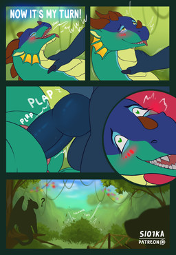 comic_panel dialogue duo female feral genitals green_body green_scales male male/female penetration penile penile_penetration scales text slo1ka mythology wings_of_fire deathbringer_(wof) glory_(wof) dragon mythological_creature mythological_scalie nightwing_(wof) rainwing_(wof) scalie absurd_res comic english_text hi_res