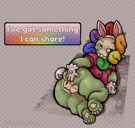 anthro anus balls big_butt bunny_costume butt clothing costume dandelion flower genitals male paws plant presenting presenting_hindquarters slightly_chubby smile solo stretched_anus aliendog6002 blushcrunch_studio dandy's_world roblox dandy_(dandy's_world) dandelion_creature toon_(dandy's_world) hi_res