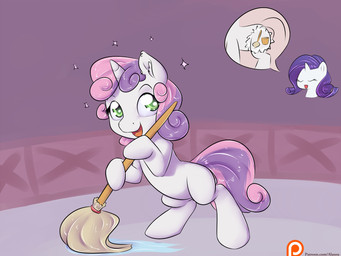 cleaning_tool duo eyes_closed female feral fur green_eyes hair horn mop multicolored_hair pink_hair purple_hair two_tone_hair white_body white_fur alasou friendship_is_magic hasbro my_little_pony mythology rarity_(mlp) sweetie_belle_(mlp) equid equine mammal mythological_creature mythological_equine unicorn 2015 4:3 hi_res sibling_(lore) sister_(lore) sisters_(lore)
