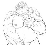 anthro barazoku belly humanoid_hands kemono male musclegut muscular nipples pubes simple_background solo white_background mti777 lifewonders tokyo_afterschool_summoners hombre_tigre_(tas) felid mammal pantherine tiger 2020 hi_res monochrome