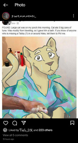 anthro bath bathing bathtub breasts clothed clothing coat disembodied_hand dripping dripping_wet duo female fur looking_at_viewer partially_submerged screencap social_media solo_focus text topwear trenchcoat lost_andsafe halcyon_(series) quinlan_(halcyon) felid lion mammal pantherine colored digital_media_(artwork) english_text hi_res meme