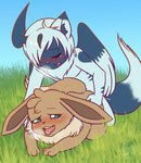 anal anal_penetration blush brown_body brown_fur duo feral fur male male/male open_mouth penetration otorigin nintendo pokemon absol eevee generation_1_pokemon generation_3_pokemon pokemon_(species) hi_res