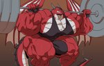 anthro barazoku barbell barbell_squats biceps big_bulge big_muscles bodily_fluids brown_background bulge claws clenched_teeth clothed clothing exercise horn huge_bulge huge_muscles huge_thighs hyper hyper_bulge hyper_muscles hyper_thighs male muscular muscular_anthro muscular_male narrowed_eyes pecs quads scales shirt simple_background small_head solo squats sweat tail tank_top teeth thick_thighs thong tight_clothing topwear underwear weightlifting wings workout remert european_mythology mythology dragon mythological_creature mythological_scalie scalie western_dragon 2022 absurd_res hi_res