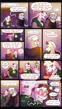 alcohol anthro antlers beverage blush dialogue drinking female flustered horn licking low_cut_shirt male nervous size_difference substance_intoxication text tongue themuffinly muffin_(themuffinly) winnie_(themuffinly) domestic_ferret jackalope lagomorph leporid mammal mustelid musteline rabbit true_musteline weasel comic english_text hi_res