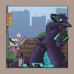 anal anal_masturbation anal_penetration anthro balls being_watched bench blue_chastity_cage blue_dildo blue_pawpads bodily_fluids bottomless bystanders chastity_cage chastity_cage_off chastity_device circumcised circumcision_scar city city_background clothed clothes_falling_off clothing cum cum_while_penetrated darkened_balls darkened_genitalia darkened_penis dildo dildo_in_ass dildo_insertion dildo_sitting ejaculation electronics erection exclamation_point exhibitionism eyes_closed fur genital_fluids genital_scar genitals hoodie hoodie_only humanoid_genitalia humanoid_penis inked_drawing looking_at_another lube lube_bottle lube_in_ass lube_on_sex_toy machine male male_penetrated mane masturbation object_in_ass open_mouth outside park park_bench partially_clothed pawpads penetration penis phone public public_masturbation public_nudity public_park purple_body purple_fur question_mark satisfied_look scar sex_toy sex_toy_in_ass sex_toy_insertion sign solo tail tongue tongue_out topwear topwear_only toying_self trash_can softailfox alley_the_toaster armorless_protogen protogen 1:1 hi_res nonbinary_(lore)