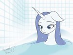 bathtub blue_eyes female horn melancholic solo water water_drop wet white_body hauntedtuba friendship_is_magic hasbro my_little_pony mythology rarity_(mlp) equid equine mammal mythological_creature mythological_equine unicorn 4:3 animated hi_res short_playtime