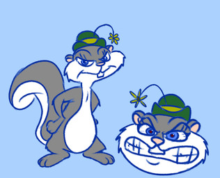 angry anthro blue_eyes buckteeth clothing female flower_accessory frown frowning_at_viewer fur grey_body grey_fur hat headgear headwear paws simple_background solo squirrel_tail teeth white_body white_fur cheatlemonpie animaniacs warner_brothers slappy_squirrel mammal rodent sciurid tree_squirrel hi_res