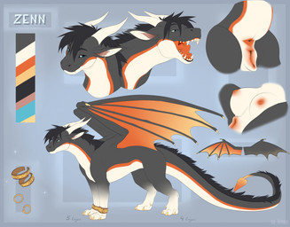 animal_genitalia anus black_body black_fur black_mane blue_eyes claws female feral fur genitals grey_body grey_scales horn mane nipples orange_anus orange_nipples orange_tongue orange_vulva scales solo teats teeth tongue tongue_out vulva white_claws white_horn by_dream mythology dragon mythological_creature mythological_scalie scalie hi_res model_sheet