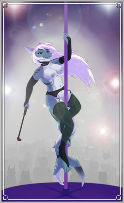 anthro areola arm_warmers armwear audience being_watched black_border blue_background blue_body blue_scales border breasts clothed clothing collar feet female garter_belt garter_straps genitals grey_markings grey_stripes group hair half-closed_eyes legwear lingerie long_hair looking_at_another markings multicolored_body multicolored_scales narrowed_eyes navel nipples non-mammal_breasts open_mouth pole riding_crop scales sharp_teeth simple_background smile solo_focus stockings strip_club stripes stripper stripper_pole teeth toes tongue tongue_out topless two_tone_body two_tone_scales underwear vulva whip white_body white_hair white_scales candlebars vera_(viswey) aquatic fish shark 2015 hi_res
