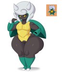 anthro big_butt black_body butt clothing female genitals hair horn huge_butt pussy solo topwear vest white_hair yellow_eyes coffee_demon beta_pokemon_games nintendo pokemon arthropod beetle beta_pokemon_(species) insect kaburion_(beta_pokemon) pokemon_(species) absurd_res hi_res