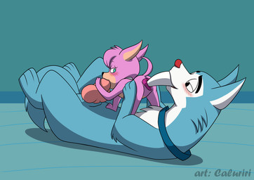 69_position animal_genitalia animal_penis animal_vulva anus big_tooth blue_body blue_eyes blush blush_lines canine_genitalia canine_penis canine_vulva collar countershading duo eye_contact fellatio female female_on_top feral feral_on_feral fur genitals improvised_dildo improvised_sex_toy intraspecies knot knotted_penis larger_male looking_at_another lying male male/female male_on_bottom on_back on_bottom on_top oral paws penetration penile penis pink_body pink_penis raised_tail sex simple_background size_difference smaller_female standing tail tan_body tan_countershading unusual_penetration vaginal vaginal_penetration white_body white_countershading caluriri krypto_the_superdog mammoth_mutt tusky_husky canid canine canis chihuahua domestic_dog husky mammal nordic_sled_dog spitz toy_dog signature