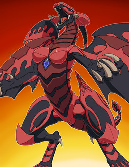 4_wings big_claws breasts busty_feral chest_gem claws dewclaw female feral gem genitals long_neck multi_wing non-mammal_breasts nude on_hind_legs red_body roaring sharp_teeth simple_background solo tasteful_nudity teeth vulva wide_hips wings yellow_eyes nousiro mythology yu-gi-oh! red_nova_dragon dragon duel_monster mythological_creature mythological_scalie scalie 2011 colored