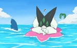 ambiguous_gender anthro blue_body claws cloud duo eyes_closed feral fin fur green_body green_fur green_hair hair imminent_attack musical_note musical_symbol relaxed_expression relaxing sea sky symbol water ylit nintendo pokemon felid feline generation_3_pokemon generation_9_pokemon mammal meowscarada pokemon_(species) sharpedo 2025