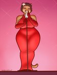 big_breasts breasts clothing dress female gloves handwear red_clothing red_dress red_gloves red_handwear singer solo thick_thighs wide_hips oystercatcher7 jeremy_(penscot79) cougar felid feline mammal 3:4 absurd_res hi_res