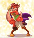 anthro blue_eyes blush brown_body brown_fur brown_hair butt carrying_another clothed clothing duo eyebrows eyelashes eyes_closed female fingers footwear fur glistening glistening_butt hair hand_on_butt hooves leaf_clothing looking_at_viewer open_mouth tan_body tan_fur souleatersaku90 activision spyro_the_dragon bianca_(spyro) elora faun_(spyro) lagomorph leporid mammal rabbit 2023 digital_media_(artwork) hi_res