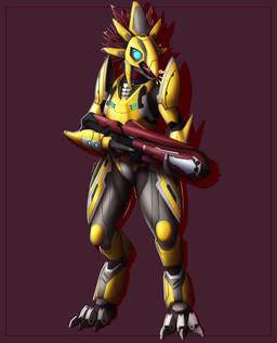 3_fingers 3_toes anthro armor avian_caruncle blue_eyes digitigrade face_covered feather_hair feathered_crest feathers feet female fingers full_armor glowing glowing_eyes grey_body grey_scales gun head_crest headgear helmet holding_gun holding_object holding_ranged_weapon holding_weapon plasma_caster pseudo_hair ranged_weapon red_body red_feathers scales scuted_hands scutes simple_background solo standing toes weapon fuchsbau49 halo_(series) microsoft xbox_game_studios alien avian kig-yar scalie t'vaoan absurd_res colored hi_res