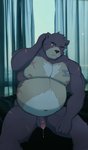 anthro balls belly bodily_fluids flaccid genital_fluids genitals inside kemono male moobs nipples overweight overweight_anthro overweight_male penis precum scar sitting small_penis solo dudedle kuroikiri kemo_coliseum tharsix_(kemo_coliseum) bear mammal 2021 absurd_res hi_res