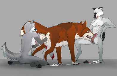 animal_genitalia animal_penis anthro anthro_on_feral areola bestiality biped bodily_fluids breasts canine_genitalia canine_penis castration cock_and_ball_torture countershade_fur countershade_torso countershading cum cum_on_self cumshot ejaculation erection exposed_testicle female feral fur genital_fluids genital_mutilation genital_torture genitals glans gore gore_focus group gynomorph gynomorph/male hands-free humanoid_genitalia humanoid_penis intersex intersex/male knot licking male male/female mutilation nipples penis quadruped tail tongue trio darama canid canine canis mammal wolf