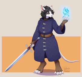 anthro armor bald_tail black_hair clothing female fingerless_gloves footwear gloves hair handwear holding_melee_weapon holding_object holding_sword holding_weapon magic melee_weapon pink_nose simple_background socks solo sword tail toeless_footwear toeless_socks weapon yellow_eyes witchofavalon nohl_(ashencoat) mammal murid murine rat rodent hi_res