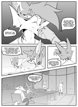 anthro blood bodily_fluids clothed clothing dialogue ear_piercing group hairless inner_ear_fluff inside male ocular_prosthetic piercing prosthetic prosthetic_arm prosthetic_limb simple_background speech_bubble surgical_suture tattoo text tuft kifyun2 anton_(undying_void) benjamin_(undying_void) joseph_(undying_void) tatsuo_kimura canid canine domestic_cat felid feline felis fox hairless_cat mammal sphynx_(cat) absurd_res black_and_white comic english_text hi_res monochrome