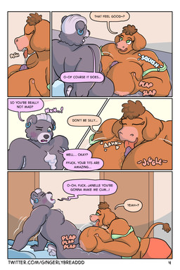 announcing_orgasm anthro armpit_hair body_hair border breast_play breasts chest_tuft dialogue duo ear_piercing ear_ring female floppy_ears genitals imminent_ejaculation imminent_orgasm jiggling licking male male/female obese obese_anthro obese_female oral overweight overweight_anthro overweight_female penile penis penis_lick piercing plap profanity ring_piercing romantic romantic_couple sex speech_bubble text titfuck tongue tuft white_border gingerlybreadart dusty_(gingerlybreadart) janelle_(gingerlybreadart) bear black_bear bovid bovine cattle highland_cattle mammal ursine 2019 2:3 absurd_res comic english_text hi_res url