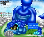 3_toes 4_fingers anthro big_breasts big_butt big_feet blue_body blue_fur blue_hair body_size_growth breasts butt city city_background claws cybernetics expansion feet female fingers fur growth growth_drive growth_lines growth_sequence hair long_tail looking_at_viewer machine macro onomatopoeia protogen_visor size_difference size_transformation solo sound_effects standing tail text toes transformation yellow_eyes sokoyo_owo starry_(sokoyo_owo) canid canine cyborg mammal protogen hi_res