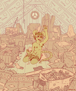 anthro armpit_hair attic bodily_fluids body_hair claws cum eyewear foreskin genital_fluids genitals gesture glasses inside magazine male nerd nude penis plantigrade porn_magazine pornography pubes skinny solo tail waving obrien_(artist) chip_(obrien) mammal mouse murid murine rodent 5:6 cover cover_art cover_page hi_res