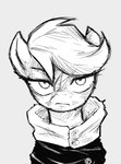 cosplay crossover_cosplay facial_scar female feral front_view scar short_mane solo style_emulation ather_os friendship_is_magic hasbro jujutsu_kaisen my_little_pony scootaloo_(mlp) equid equine mammal 2024 crossover hi_res monochrome sketch