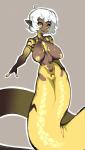 apode big_breasts black_sclera breasts female genitals legless looking_at_viewer nipples non-mammal_breasts non-mammal_nipples pussy scales serpentine smile solo split_form tail glo-s-s kyy draconcopode lamia reptile scalie snake 2017 absurd_res hi_res