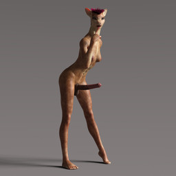 5_fingers 5_toes abs animal_genitalia animal_penis anthro athletic athletic_anthro athletic_gynomorph athletic_intersex balls bent_arm bent_over blue_eyes breasts brown_balls brown_body brown_fur brown_penis butt collarbone equine_genitalia equine_penis erection eyeshadow feet finger_to_mouth fingers fur genitals glistening glistening_genitalia glistening_penis grey_background gynomorph hair intersex long_neck makeup markings multicolored_penis muscular muscular_anthro muscular_gynomorph muscular_intersex muscular_thighs navel nipples nude penis pink_hair pink_penis pointed_feet shadow simple_background solo spots spotted_body spotted_fur spread_legs spreading standing toes two_tone_penis wide_stance earthclan3d sonja_(earthclan) giraffe giraffid mammal 1:1 3d_(artwork) digital_media_(artwork) hi_res