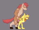 abdominal_bulge anal anal_penetration animal_genitalia animal_penis anthro arm_pull balls blue_eyes blush bodily_fluids bouncing_penis clenched_teeth cum cum_drip cum_in_ass cum_inflation cum_inside deep_penetration digitigrade dominant dominant_male dripping duo equine_genitalia equine_penis extreme_size_difference eyes_closed facial_markings fade_out flaccid fluffy fluffy_tail from_behind_position fur genital_fluids genitals grey_background hair head_markings holding_arms hooves inflation looking_pleasured male male/male male_penetrated male_penetrating male_penetrating_male mane markings mask_(marking) medial_ring muscular muscular_male nude one_sided_climax open_mouth penetration penile penile_penetration penis penis_in_ass prison_guard_position raised_tail red_eyes red_hair red_mane red_tail rough_sex sex simple_background size_difference slim_male smaller_penetrated standing standing_sex submissive submissive_male sweat tail teeth thrusting wrist_grab yellow_body yellow_fur zionnicoz canid canine equid equine fox horse hybrid mammal procyonid raccoon animated digital_media_(artwork) pixel_(artwork) pixel_animation portrait short_playtime three-quarter_portrait