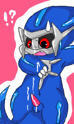 anthro bodily_fluids cum erection exclamation_point genital_fluids genitals interrobang male penis question_mark red_eyes solo surprised tail young young_anthro young_male unknown_artist nintendo pokemon dialga generation_4_pokemon legendary_pokemon pokemon_(species) 3:5 low_res