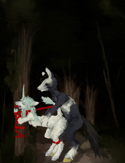 anal anthro bodily_fluids bouncing_breasts bound braided_hair breasts crying dark duo female forced forest hair hands_tied hooves horn legs_tied male male/female movement outside outside_sex penetration plant rape sex tears tree vaginal 1riska mythology calum carmerina clydesdale draft_horse equid equine horse mammal mythological_creature mythological_equine unicorn animated