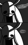 2_horns 2_panel_comic black_body black_eyes black_text clothed clothing dialogue horn male mouth_closed open_mouth shadow solo sound_effects speech_bubble talking_to_self text white_head skeletorskeletonized hollow_knight team_cherry elderbug_(hollow_knight) arthropod 2020 5:8 comic digital_media_(artwork) end_page english_text greyscale hi_res monochrome