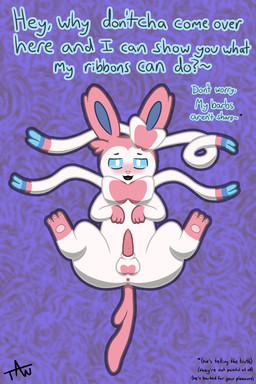 3_toes abstract_background animal_genitalia animal_penis anus anus_blush asterisk_(symbol) balls bedroom_eyes black_text blue_body blue_eyes blue_fur blue_text blush bow_ribbon bow_tie cute_fangs fangs feet feline_genitalia feline_penis feral fur genitals looking_at_viewer lying male narrowed_eyes on_back pawpads penile_spines penis pink_body pink_fur pink_nose pink_pawpads pink_penis pink_tongue purple_background ribbons seductive silhouette simple_background smile solo teeth text toes tongue white_body white_fur trenton_worthy_(artist) nintendo pokemon eeveelution felid feline generation_6_pokemon mammal pokemon_(species) sylveon 2:3 absurd_res aliasing alternate_version_at_source binary_drawing cel_shading colored_line_art digital_drawing_(artwork) digital_media_(artwork) handwritten_text hi_res shaded signature