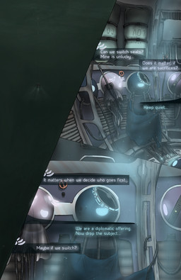 ambiguous_gender clothing dialogue dress group hivemind holographic_eyes machine submarine tentacles text underwater vehicle water watercraft soulless_tech soul_interface aquatic cephalopod mollusk robot absurd_res comic digital_drawing_(artwork) digital_media_(artwork) english_text hi_res