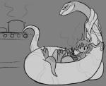 anthro cooking eating female feral food noodles ramen semi-anthro tail blitzdrachin conditional_dnp mythology amatsu_(sifyro) sifyro dragon mythological_creature mythological_scalie reptile scalie snake greyscale monochrome sketch