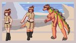2015 3_toes 5_fingers absurd_res anthro base_one_layout basic_sequence beak big_breasts biped boots bottomwear breast_expansion breasts brown_eyes brown_hair brown_nipples claws clothed clothed_to_nude clothing clothing_loss digital_drawing_(artwork) digital_media_(artwork) dinosaur expansion feet female fingerless_(marking) fingers fist flat_chested footwear front_view fully_clothed fully_clothed_to_nude green_body green_stripes green_tail grey_beak grey_claws growth hair hand_on_hip hi_res human human_to_anthro humanoid_hands inkblot123 light_body light_skin linear_sequence long_neck long_tail looking_away mammal markings midriff mountain multicolored_body multicolored_tail navel neck_expansion nipples non-mammal_breasts nude one_eye_closed one_row_layout orange_body orange_tail ornithischian ponytail pubes reptile scalie sea sequence shirt short_hair shorts sky small_breasts smile solo species_transformation spiked_tail spikes spikes_(anatomy) spines standing stegosaurian striped_body striped_markings striped_tail stripes sun tail tail_markings tan_body tan_skin three_frame_image three_frame_sequence thyreophoran toe_claws toes topwear torn_bottomwear torn_clothing torn_shirt torn_topwear transformation transformation_sequence water wuerhosaurus yellow_body yellow_stripes yellow_tail