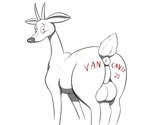 anus balls big_balls big_butt blush butt feral genitals horn looking_at_viewer male shy simple_background solo white_background vancanto kimba_the_white_lion osamu_tezuka bucky_(kimba) antelope bovid deer gazelle mammal 6:5 absurd_res cel_shading hi_res shaded