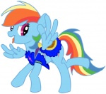 blue_body blue_feathers blue_fur bottomwear clothing equid equine fashion_saddle feathered_wings feathers female feral flakes friendship_is_magic fur hair hasbro mammal miniskirt multicolored_hair multicolored_tail my_little_pony mythological_creature mythological_equine mythology pegasus rainbow_dash_(mlp) rainbow_hair rainbow_tail saddle simple_background skirt solo tail white_background wings